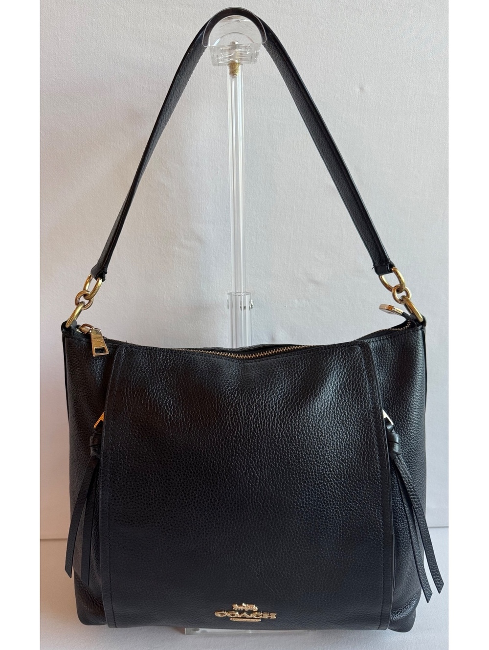 Coach Marlon Hobo Black Pebbled Leather Shoulder Crossbody Bag F79994 Gold